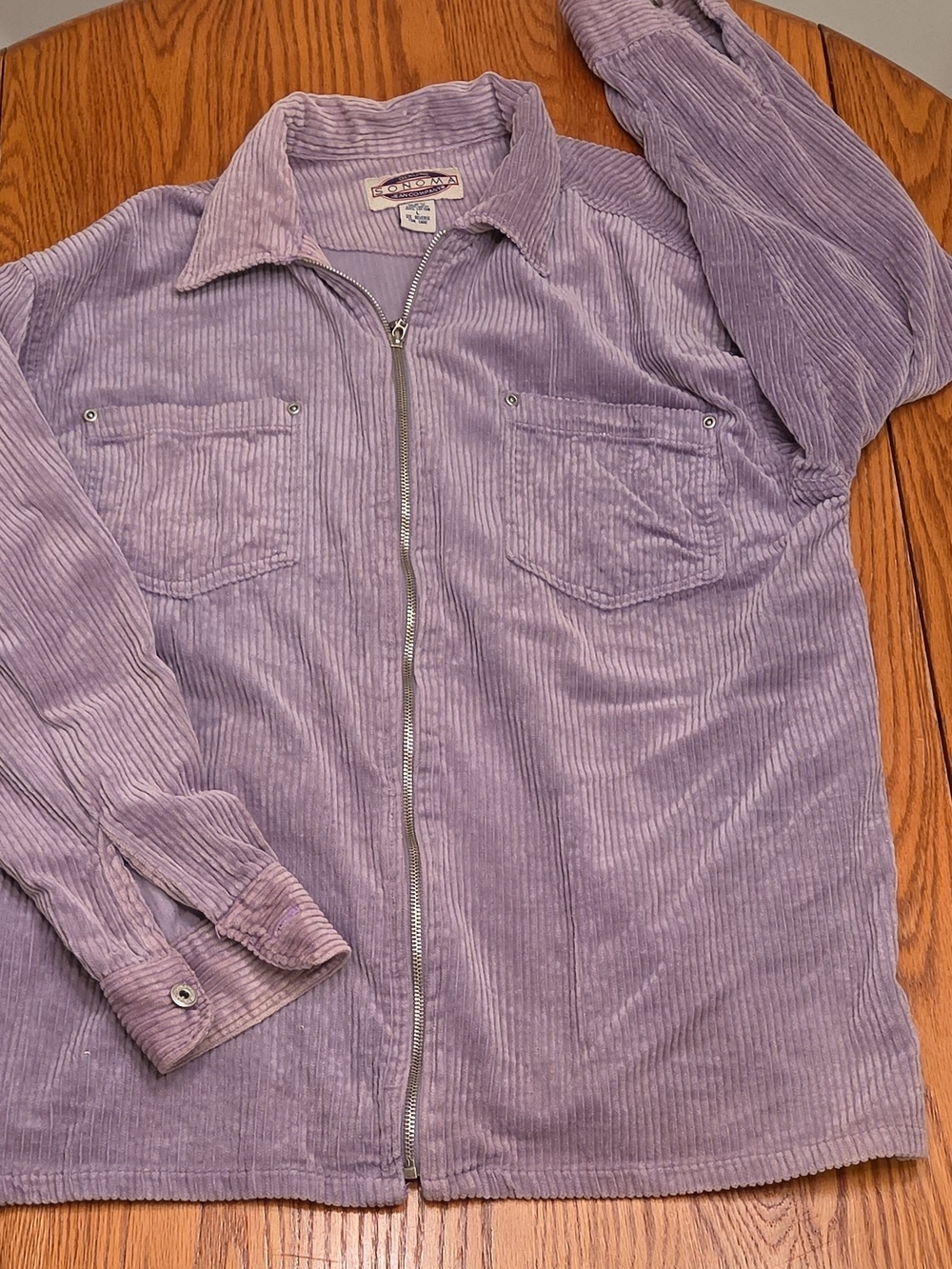 Men's Sonoma Lavender Corduroy Zip-Up Shirt Jacket Size Large
